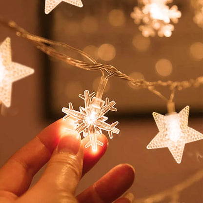 Christmas Tree Snowflake LED String Lights Banner Christmas Decoration 2023 for Home Navidad Xmas Tree Decor Fairy Light Pendant