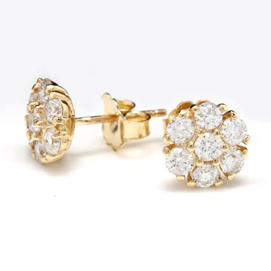 Huitan Luxury Gold Color Brilliant Cubic Zirconia Stud Earrings for Women Dainty Small Female Earring Gifts Classic Jewelry