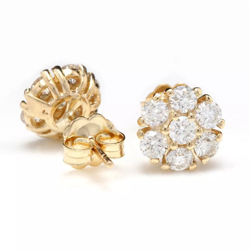 Huitan Luxury Gold Color Brilliant Cubic Zirconia Stud Earrings for Women Dainty Small Female Earring Gifts Classic Jewelry