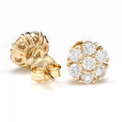 Huitan Luxury Gold Color Brilliant Cubic Zirconia Stud Earrings for Women Dainty Small Female Earring Gifts Classic Jewelry
