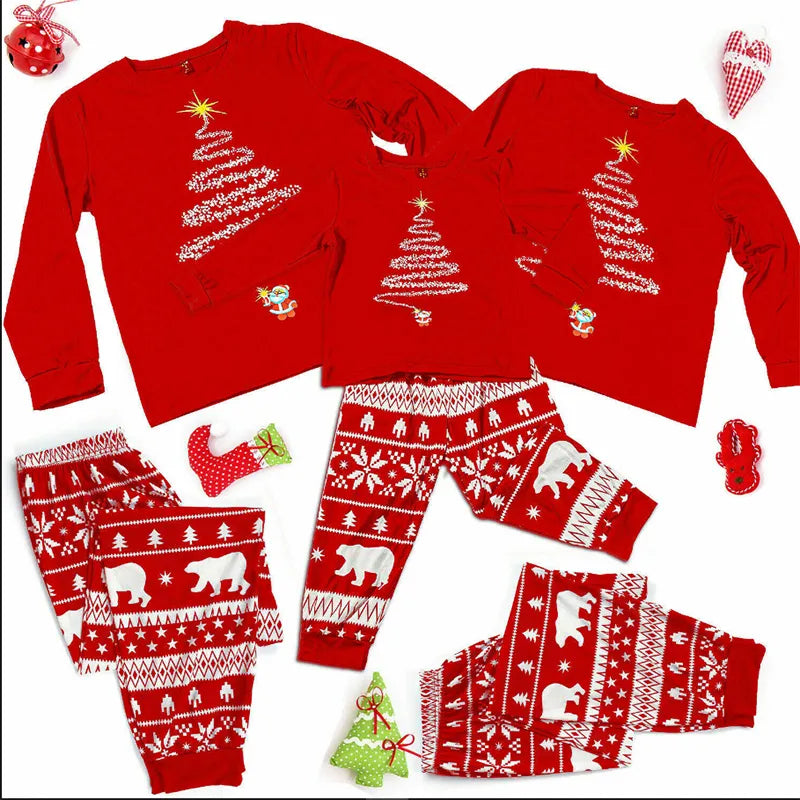 2023 Family Matching Outfits Red Christmas Pajamas Sets Father Mother Daughter and Son Pyjamas Aldult Kids Xmas Family Clothing