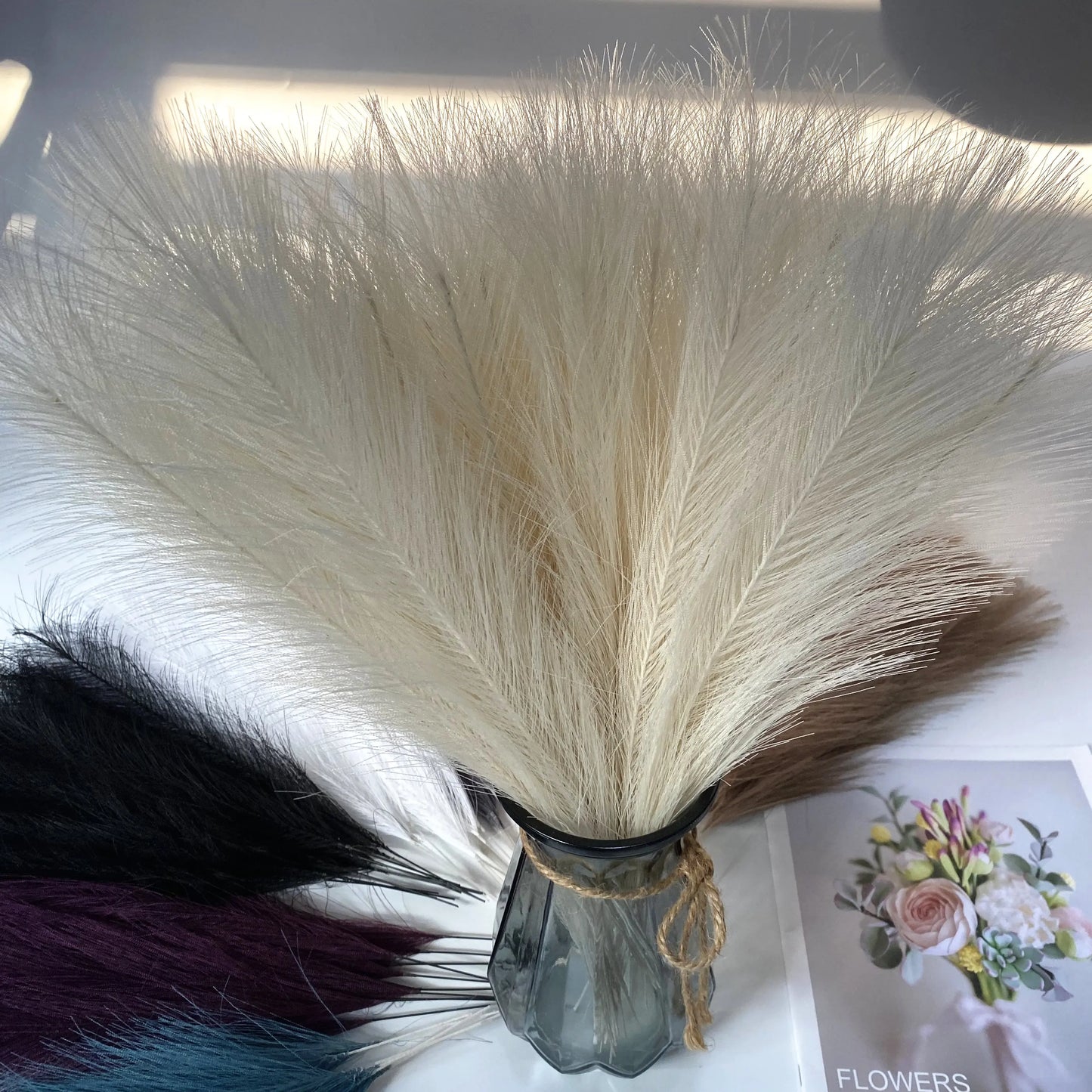 10/20Pcs Artificial Pampas Grass,Fluffy Faux Pampas Grass Decor for Vase Fake Flowers Boho Party Decor, Indoor Decoration