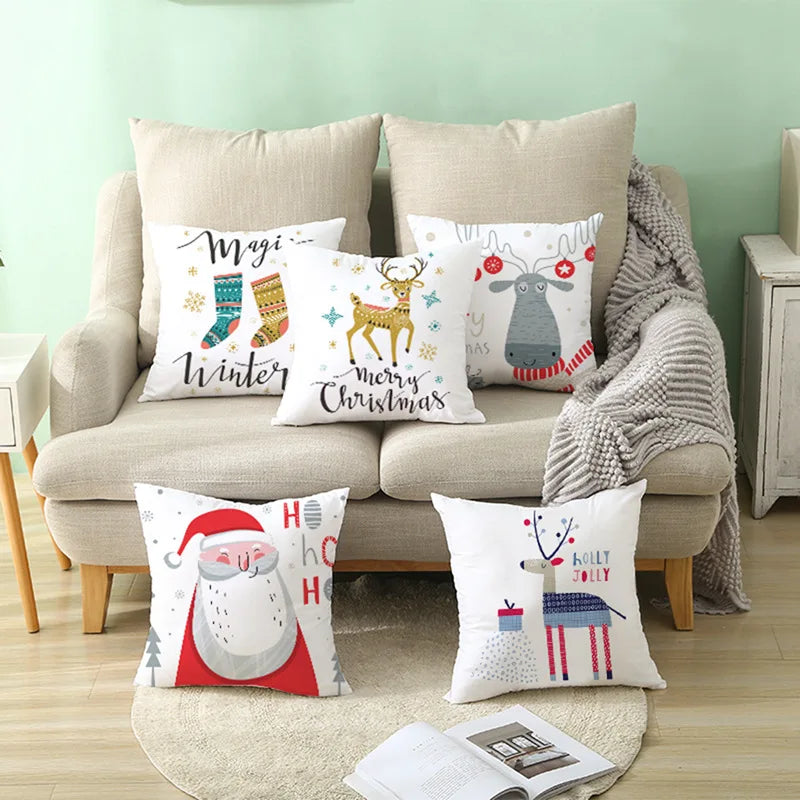 45*45 Christmas Cushion Cover Pillowcase Merry Christmas Decoration Cushion Pillow Cases Home 2023 Xmas Gifts Pillow Covers
