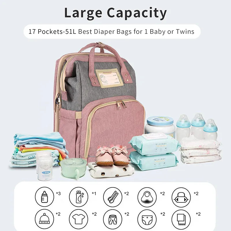Folding Mommy Bag Large Capacity Mother Backpack Diaper Stroller Bags For Babies Kid Baby Diaper Bag Organizer Outing Handbag