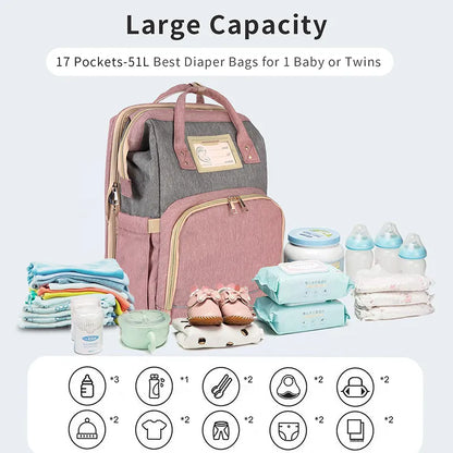 Folding Mommy Bag Large Capacity Mother Backpack Diaper Stroller Bags For Babies Kid Baby Diaper Bag Organizer Outing Handbag
