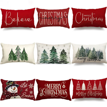Merry Christmas Decorative Pillow Cover 30x50cm Bedroom Linen Throw Pillowcase Christmas Decorations Home Decor Cushion Cover