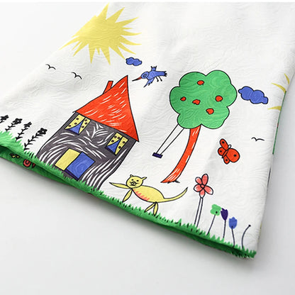 Summer Girls Dress Graffiti Print