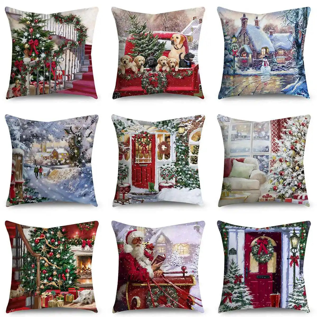 Christmas Santa Cushion Cover Decorative Pillow Cover Throw Pillow Case Home Decor 2023 Christmas Decor for Home Sofa Pillowcase