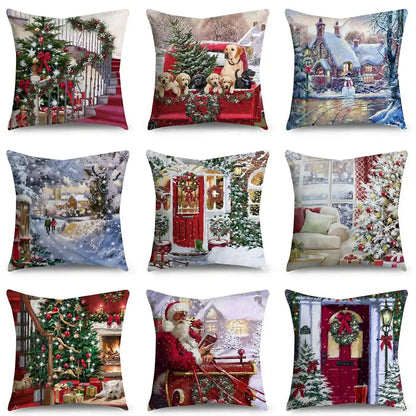 Christmas Santa Cushion Cover Decorative Pillow Cover Throw Pillow Case Home Decor 2023 Christmas Decor for Home Sofa Pillowcase