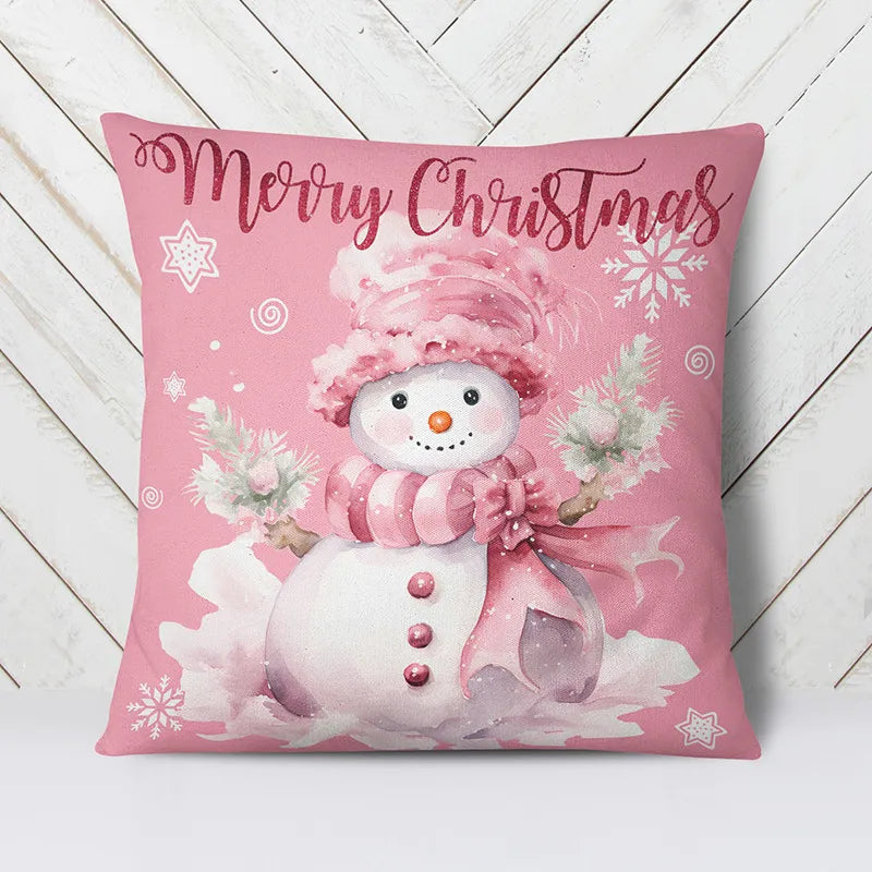 New Christmas Pink Throw Pillow Cover Sofa Cushion Cover Bedroom Room Home Decoration Christmas Decoration Holiday Gift