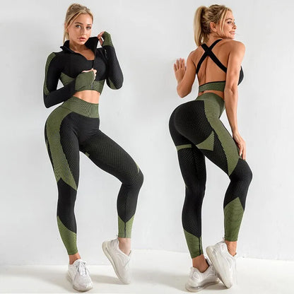 Women 2/3pcs Seamless Workout Outfit Set