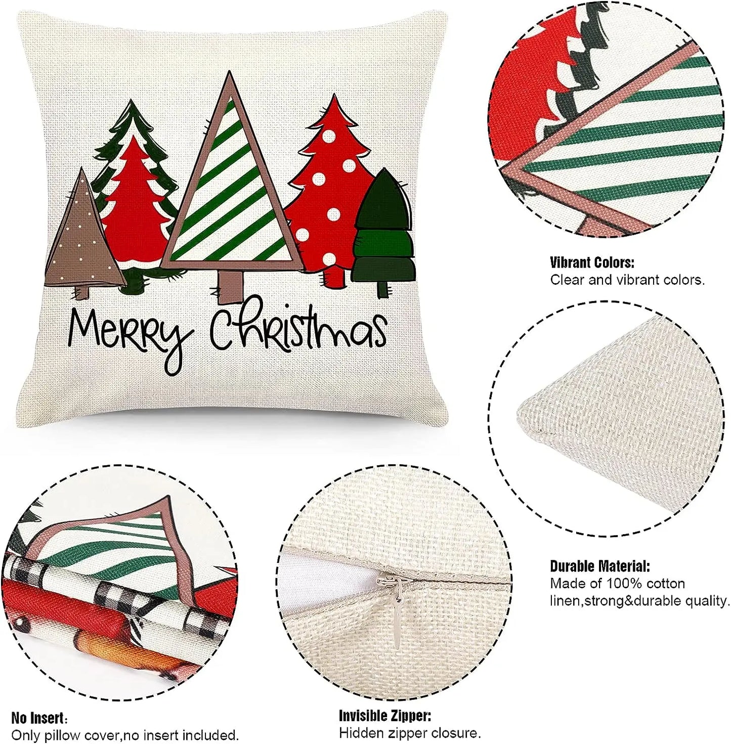 Christmas Pillow Covers 45 X 45cm Set of 4 Christmas Decorations Farmhouse Throw Pillowcase Buffalo Plaid Cute Snowman Linen Cus
