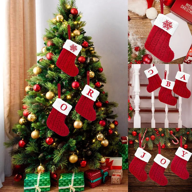 Christmas Alphabet Knitting Socks Christmas Tree Ornaments Christmas Decorations For Home 2022 Navidad Noel 2023 Xmas Gift
