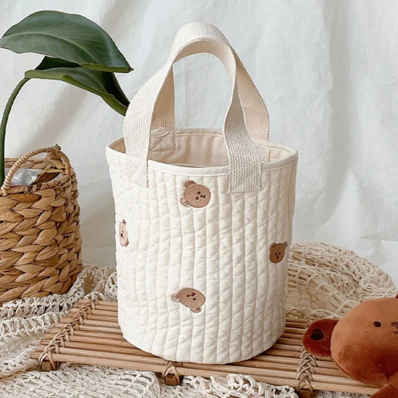Cute Bear Baby Nappy Bag Mommy Bags Cotton Quilted Stroller Organizer Bag Portable Maternity Handbags Baby Diaper Pouch