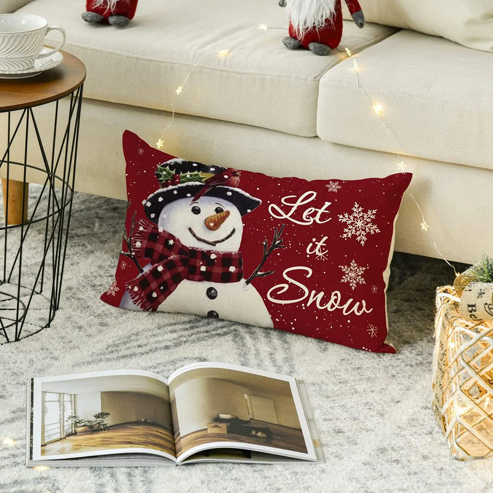Merry Christmas Decorative Pillow Cover 30x50cm Bedroom Linen Throw Pillowcase Christmas Decorations Home Decor Cushion Cover