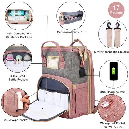 Folding Mommy Bag Large Capacity Mother Backpack Diaper Stroller Bags For Babies Kid Baby Diaper Bag Organizer Outing Handbag