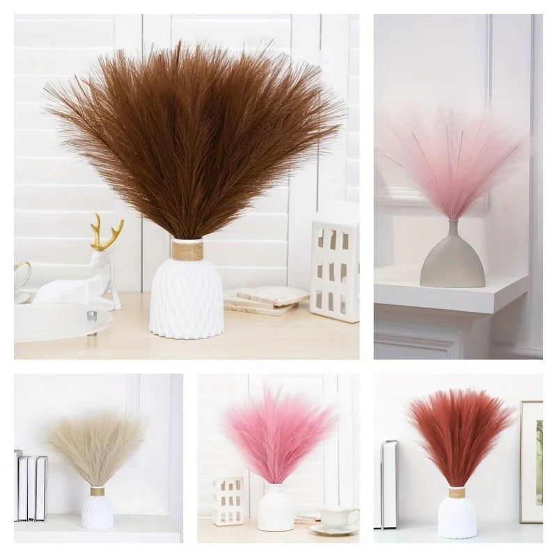 Faux Fluffy Pampas Grass Decor Boho Reed Plant for DIY Floral Wedding Bouquet Home Party Navidad Decoration Artificial Flowers