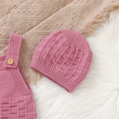Infant and Toddler Baby Girl Knitted Romper and Hat Set
