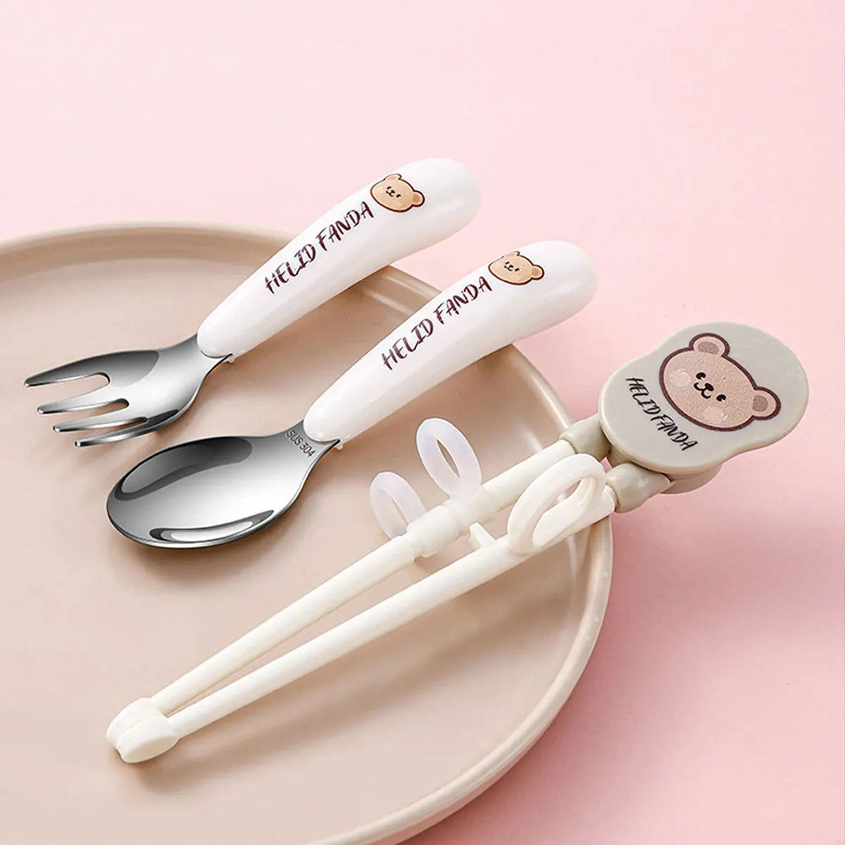 WORTHBUY 1set Baby Children Spoon Fork Set  Scoop Fork Kit Tableware Toddler Training Feeding Cutlery Utensil