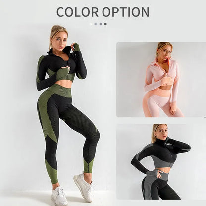Women 2/3pcs Seamless Workout Outfit Set