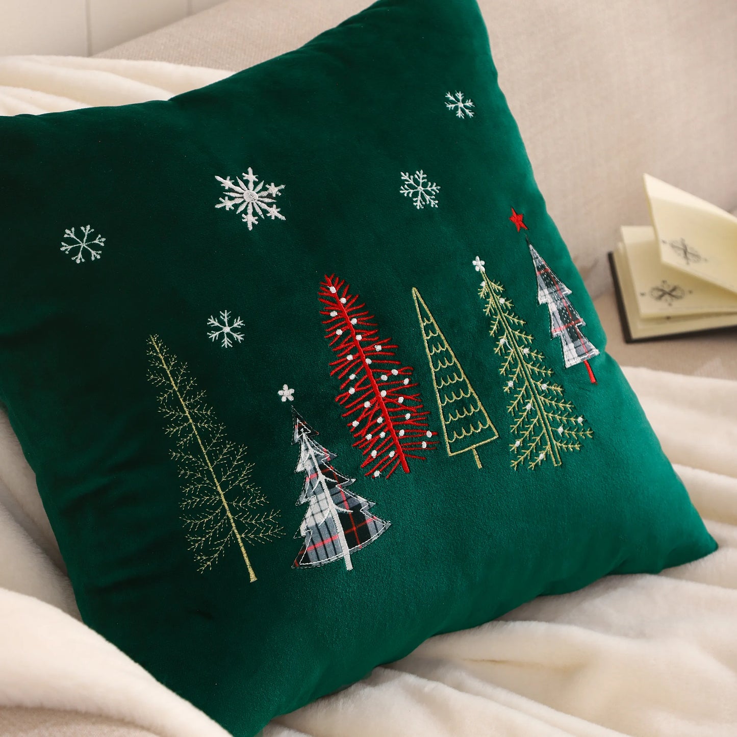 Miater Christmas Throw Pillow Covers 18x18 Inch Set of 2
