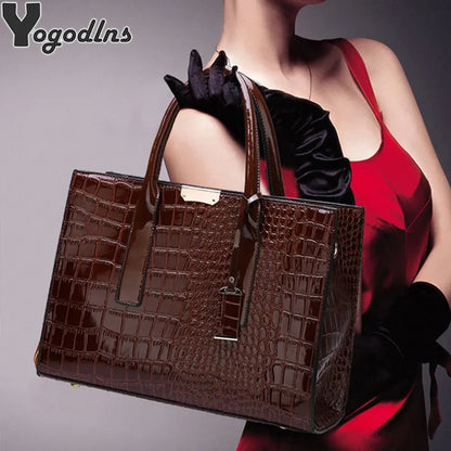 Alligator Patent Leather Tote Bag For Women