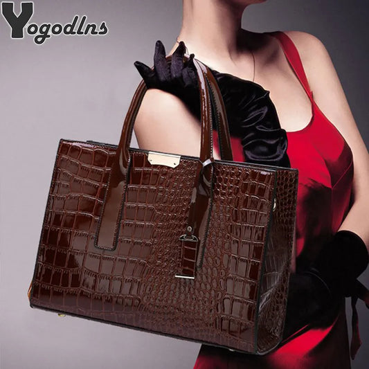Alligator Patent Leather Tote Bag For Women