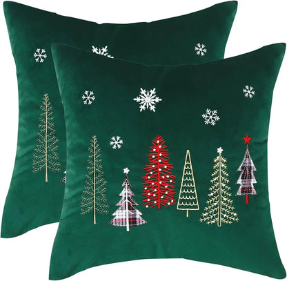 Miater Christmas Throw Pillow Covers 18x18 Inch Set of 2