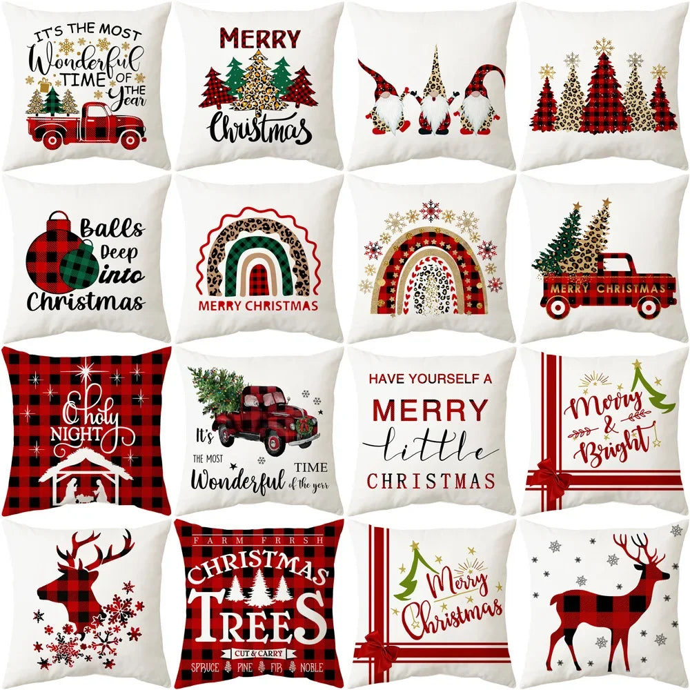 Christmas Decoration Cushion Pillow Cover Throw Pillowcase Farmhouse Home Decor 45x45cm Pillow Case Christmas Tree Cushion Cover