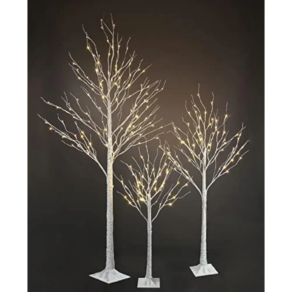 Birch Tree,Warm White, for Home,Pack of 3, Festival, Party, and Christmas Decoration, Indoor and Outdoor Use
