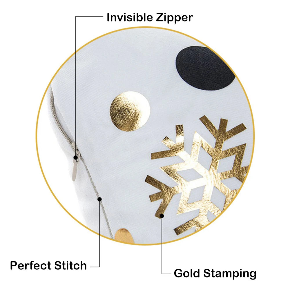 4Pcs Christmas Throw Pillow Covers Stamping Snowflake 45x45cm Square Cushion Cover Sofa Waist Pillowcase Xmas Home Bed Decor