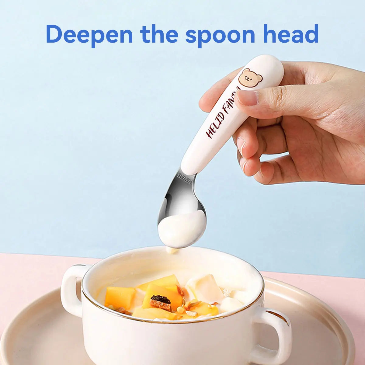 WORTHBUY 1set Baby Children Spoon Fork Set  Scoop Fork Kit Tableware Toddler Training Feeding Cutlery Utensil