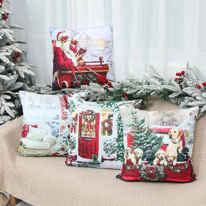 Christmas Santa Cushion Cover Decorative Pillow Cover Throw Pillow Case Home Decor 2023 Christmas Decor for Home Sofa Pillowcase