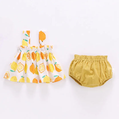 Lawadka Summer Baby Girls  Mini Dress And PP Shorts 2Pcs