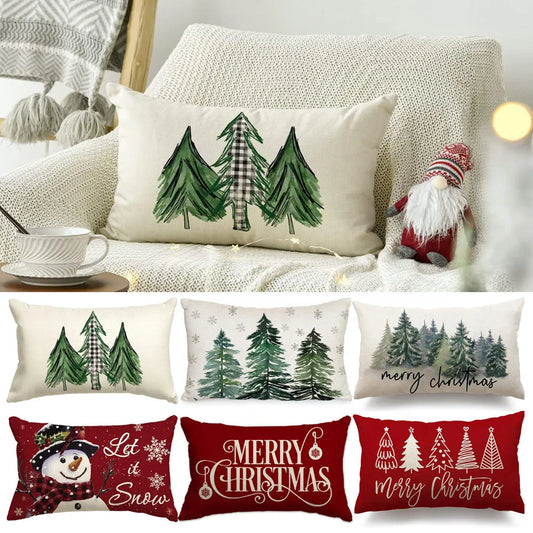 Merry Christmas Decorative Pillow Cover 30x50cm Bedroom Linen Throw Pillowcase Christmas Decorations Home Decor Cushion Cover