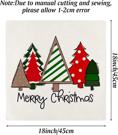 Christmas Pillow Covers 45 X 45cm Set of 4 Christmas Decorations Farmhouse Throw Pillowcase Buffalo Plaid Cute Snowman Linen Cus