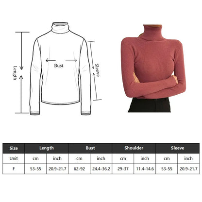 Winter Turtleneck Women's Sweater Knitted Pullover Soft Slim Long Sleeve Top Solid Color Basic High Neck Jumper Woman Clothing
