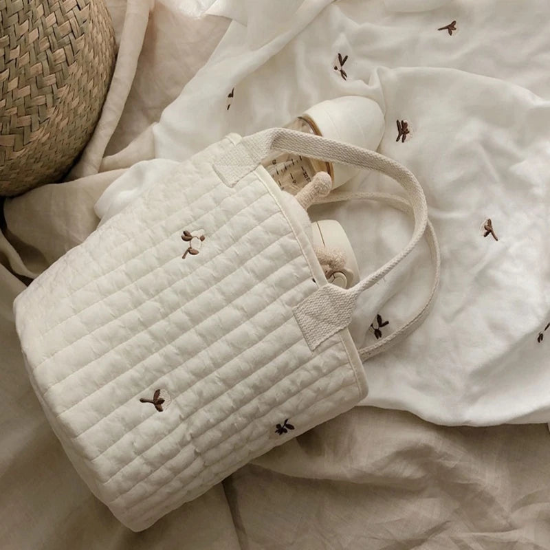 Cute Bear Baby Nappy Bag Mommy Bags Cotton Quilted Stroller Organizer Bag Portable Maternity Handbags Baby Diaper Pouch