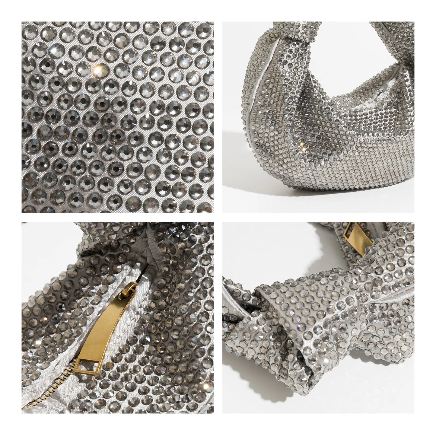 Crystal Rhinestone Knotted Clutch Purse