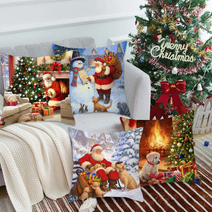 Christmas Santa Cushion Cover Decorative Pillow Cover Throw Pillow Case Home Decor 2023 Christmas Decor for Home Sofa Pillowcase