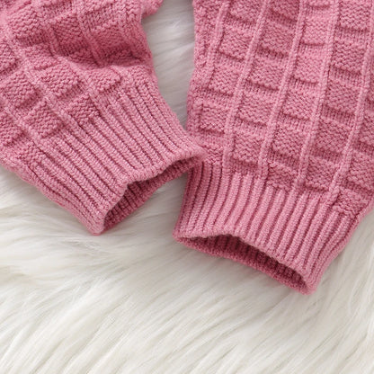 Infant and Toddler Baby Girl Knitted Romper and Hat Set